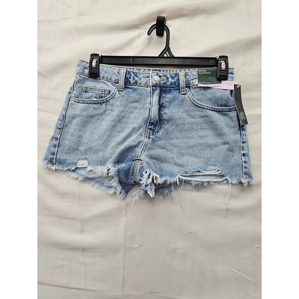 Wild Fable Womens Mid-Rise Cutoff Shorts Blue Cotton Blend Casual Size 4